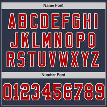 Load image into Gallery viewer, Custom Navy Red-White Mesh Authentic Throwback Football Jersey