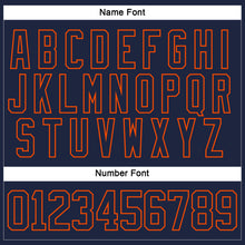 Load image into Gallery viewer, Custom Navy Orange Hockey Lace Neck Jersey