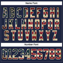 Load image into Gallery viewer, Custom Navy Vintage USA Flag-Cream Hockey Lace Neck Jersey