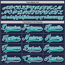 Load image into Gallery viewer, Custom Navy Teal-White Hockey Lace Neck Jersey