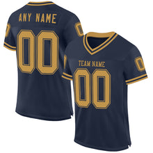 Load image into Gallery viewer, Custom Navy Old Gold Mesh Authentic Throwback Football Jersey