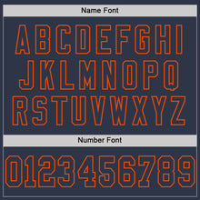 Load image into Gallery viewer, Custom Navy Orange Mesh Authentic Throwback Football Jersey