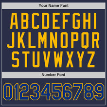 Load image into Gallery viewer, Custom Navy Royal-Gold Authentic Throwback Baseball Jersey