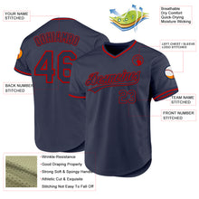 Load image into Gallery viewer, Custom Navy Red Authentic Throwback Baseball Jersey