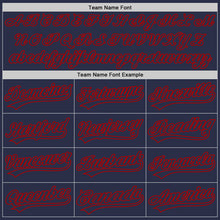 Load image into Gallery viewer, Custom Navy Red Authentic Throwback Baseball Jersey