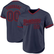 Load image into Gallery viewer, Custom Navy Red Authentic Throwback Baseball Jersey