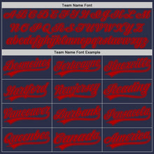 Load image into Gallery viewer, Custom Navy Red Authentic Throwback Baseball Jersey