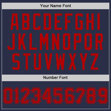 Load image into Gallery viewer, Custom Navy Red Authentic Throwback Baseball Jersey