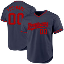 Load image into Gallery viewer, Custom Navy Red Authentic Throwback Baseball Jersey