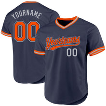 Load image into Gallery viewer, Custom Navy Orange-Gray Authentic Throwback Baseball Jersey