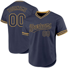 Load image into Gallery viewer, Custom Navy Old Gold Authentic Throwback Baseball Jersey