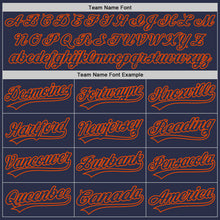Load image into Gallery viewer, Custom Navy Orange Authentic Throwback Baseball Jersey