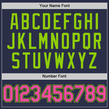 Load image into Gallery viewer, Custom Navy Pink-Neon Green Authentic Throwback Baseball Jersey