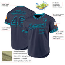 Load image into Gallery viewer, Custom Navy Teal Authentic Throwback Baseball Jersey