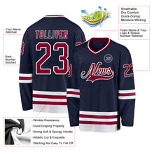 Load image into Gallery viewer, Custom Navy Maroon-White Hockey Jersey