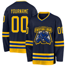 Load image into Gallery viewer, Custom Navy Gold-Royal Hockey Jersey