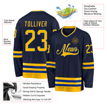 Load image into Gallery viewer, Custom Navy Gold-Royal Hockey Jersey