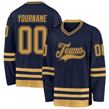 Load image into Gallery viewer, Custom Navy Old Gold Hockey Jersey