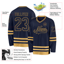 Load image into Gallery viewer, Custom Navy Old Gold Hockey Jersey