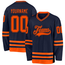 Load image into Gallery viewer, Custom Navy Orange Hockey Jersey