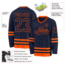 Load image into Gallery viewer, Custom Navy Orange Hockey Jersey