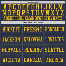 Load image into Gallery viewer, Custom Navy Gold Mesh Authentic Football Jersey