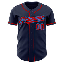 Load image into Gallery viewer, Custom Navy Red-Powder Blue Authentic Baseball Jersey