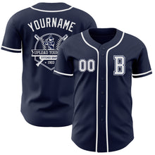 Load image into Gallery viewer, Custom Navy White Authentic Baseball Jersey