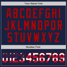 Load image into Gallery viewer, Custom Navy USA Flag-Red Authentic Baseball Jersey