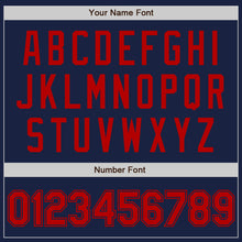 Load image into Gallery viewer, Custom Navy Red Authentic Baseball Jersey