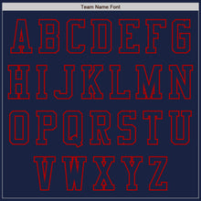 Load image into Gallery viewer, Custom Navy Red Authentic Baseball Jersey
