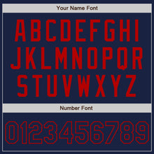 Load image into Gallery viewer, Custom Navy Red Authentic Baseball Jersey