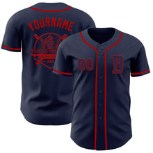 Load image into Gallery viewer, Custom Navy Red Authentic Baseball Jersey