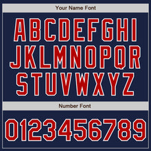 Load image into Gallery viewer, Custom Navy Red-White Authentic Baseball Jersey