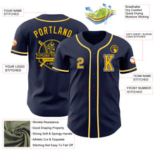 Load image into Gallery viewer, Custom Navy Gold-White Authentic Baseball Jersey