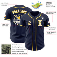Load image into Gallery viewer, Custom Navy White-Yellow Authentic Baseball Jersey