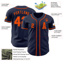 Load image into Gallery viewer, Custom Navy Orange Authentic Baseball Jersey