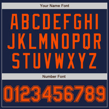 Load image into Gallery viewer, Custom Navy Orange Authentic Baseball Jersey