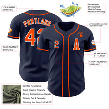 Load image into Gallery viewer, Custom Navy Orange-White Authentic Baseball Jersey