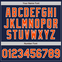Load image into Gallery viewer, Custom Navy Orange-White Authentic Baseball Jersey