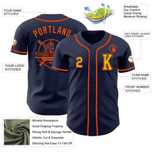 Load image into Gallery viewer, Custom Navy Gold-Orange Authentic Baseball Jersey