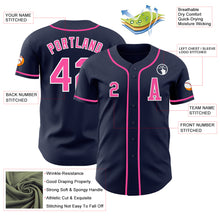 Load image into Gallery viewer, Custom Navy Pink-White Authentic Baseball Jersey