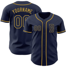 Load image into Gallery viewer, Custom Navy Old Gold Authentic Baseball Jersey