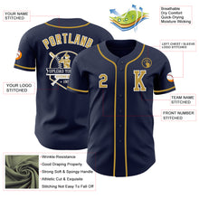 Load image into Gallery viewer, Custom Navy Old Gold-White Authentic Baseball Jersey