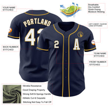 Load image into Gallery viewer, Custom Navy White-Old Gold Authentic Baseball Jersey
