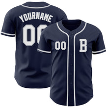 Load image into Gallery viewer, Custom Navy White-Gray Authentic Baseball Jersey