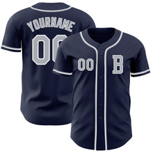 Load image into Gallery viewer, Custom Navy Gray-White Authentic Baseball Jersey