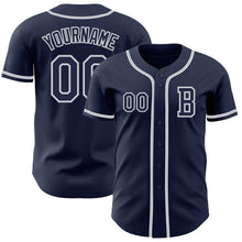 Load image into Gallery viewer, Custom Navy White-Gray Authentic Baseball Jersey