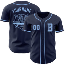 Load image into Gallery viewer, Custom Navy Light Blue Authentic Baseball Jersey