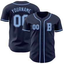Load image into Gallery viewer, Custom Navy Light Blue Authentic Baseball Jersey